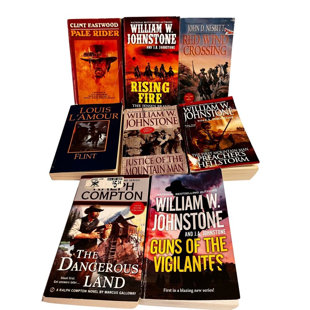 Western‎ Book Lot (8) Johnstone, L'Amour, Eastwood, Compton, Nesbitt Paperbacks